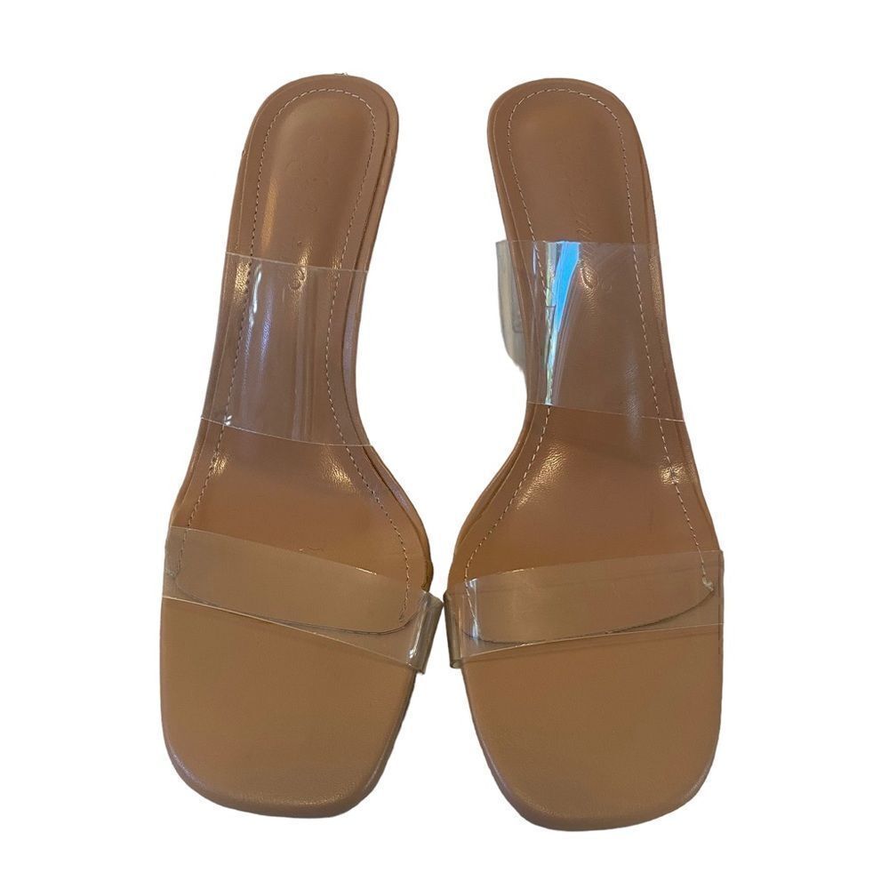 MiulaMiula Clear Slip on Sandals W/ See Through Block Heel. Simple & Sexy